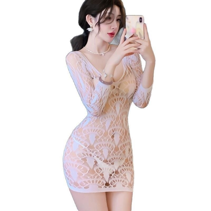 长夜漫漫情趣内衣镂空提花连身大码包臀裙纯欲睡衣连体网袜女5318高清大图