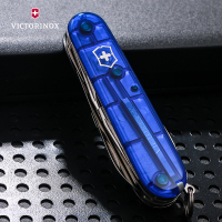 维氏(Victorinox)瑞士军刀原装正品91mm户外多功能折叠刀透明蓝1.3703.T2正版