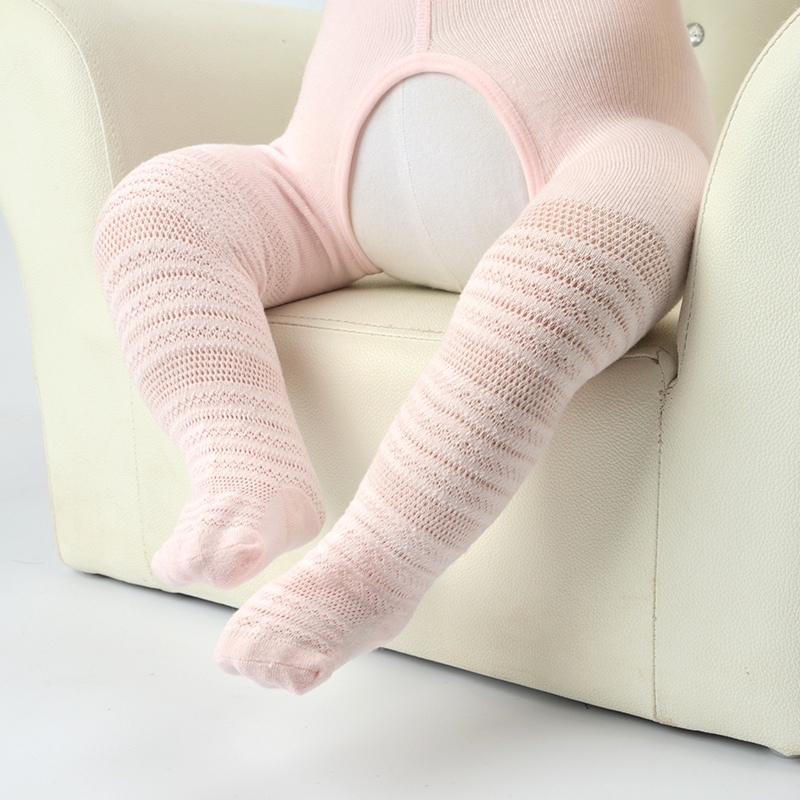 宝宝袜子春秋夏季超薄款新生儿童连裤袜 6-12个月/18-20码 开档粉红色