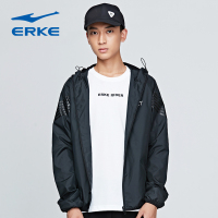 鸿星尔克(ERKE)男士运动服外套2018新款休闲夹克连帽防风衣茄克51218308033