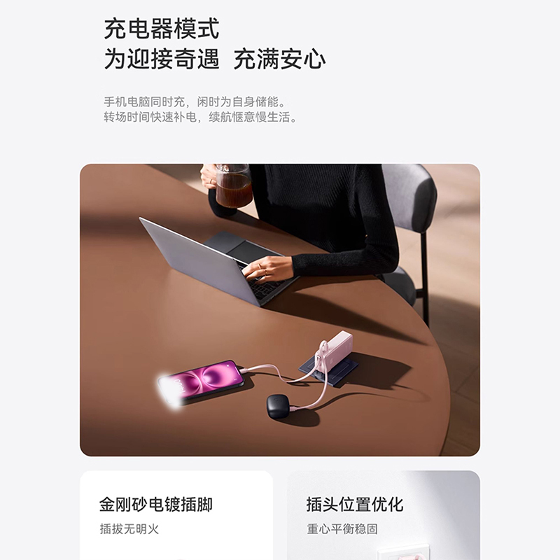 [新国标3C认证]Anker安克三合一充电宝器10000毫安带插头自带线移动电源快充可上飞机携带标识适用高清大图