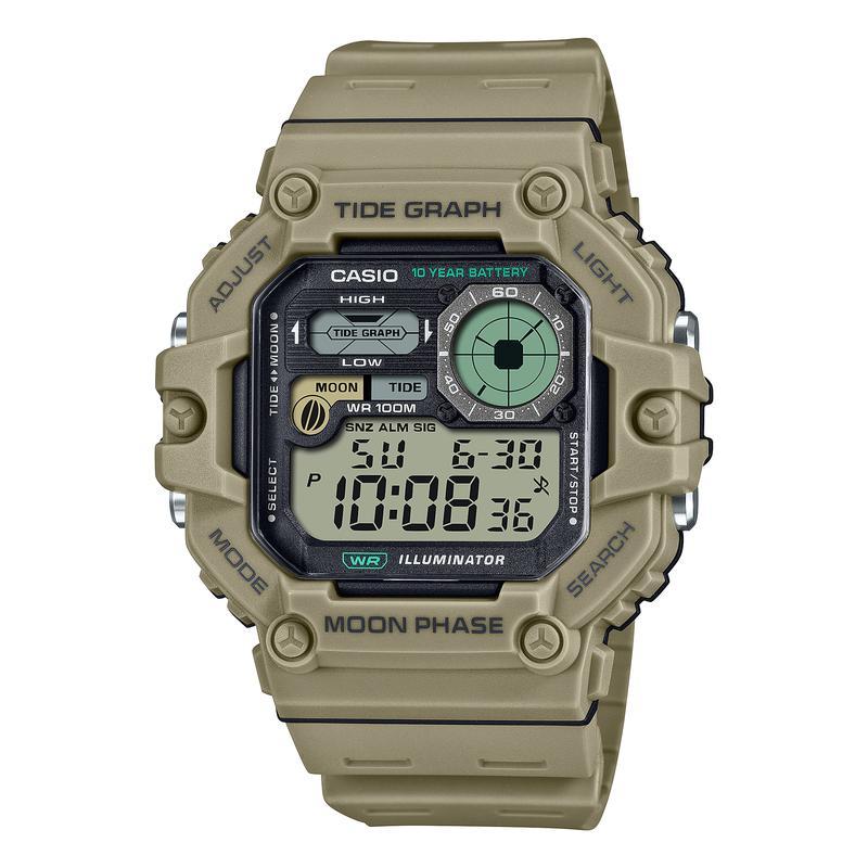卡西欧(CASIO)海洋风格石英表防水100米10年电池长续航男士运动手表