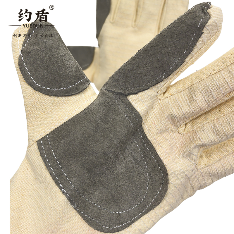 约盾 贴皮加固耐磨防油渍三层帆布手套 FYI006/双高清大图