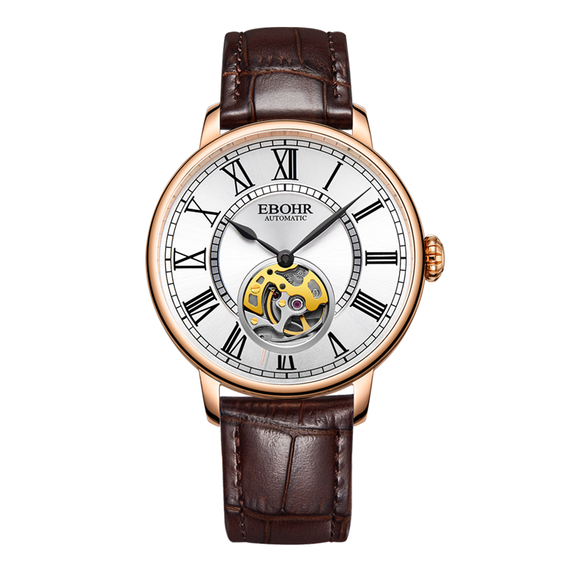 依波(EBOHR)手表男大师系列男士自动机械表镂空时尚超薄防水腕表送男友礼物 玫瑰金皮带 51703439 玫瑰金皮带51703439