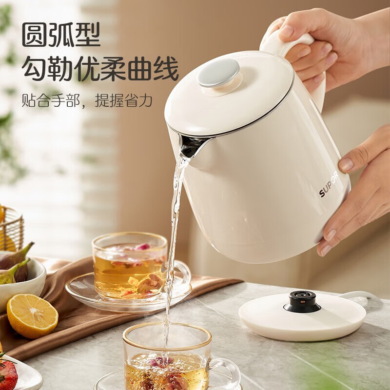苏泊尔(SUPOR)电水壶家用烧水壶600ml容量304不锈钢无缝内胆热水壶自动断电双层防烫开水壶 SW-06D01