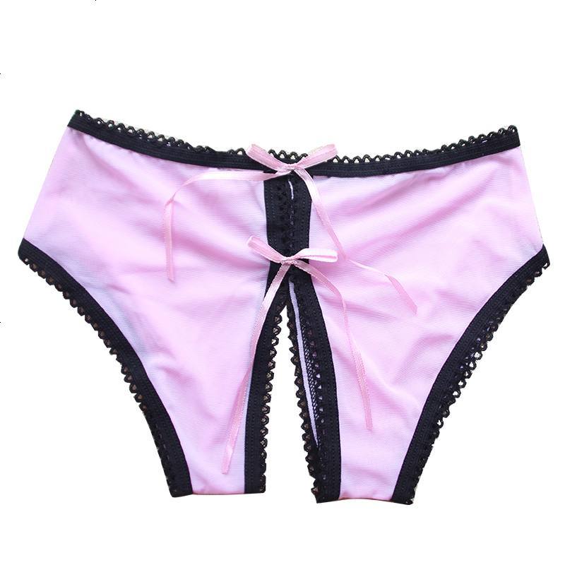 情趣内裤开档骚日系开裆式真人实拍女士雪纺舒适露屁股蝴蝶结