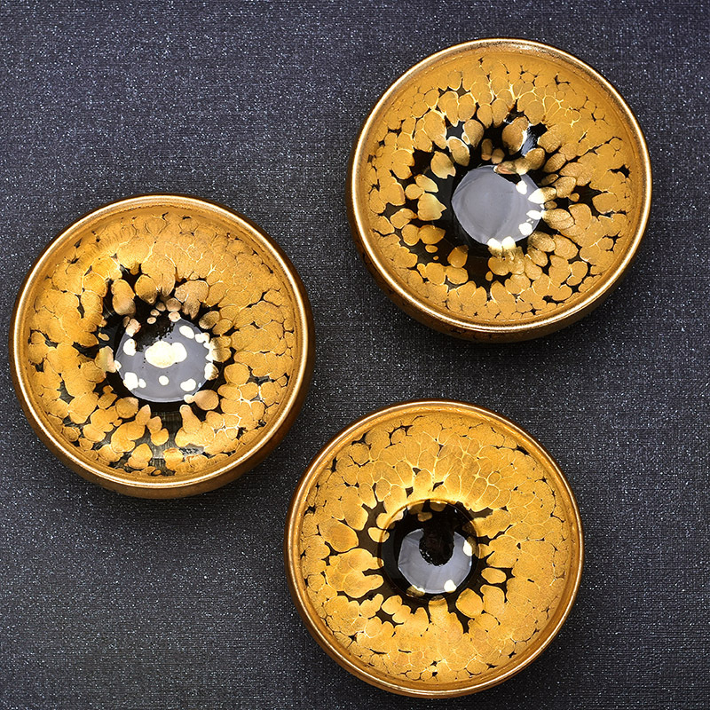 金油滴建盏鹧鸪斑黄金盏纯手工主人杯功夫茶具陶瓷品茗茶杯茶盏