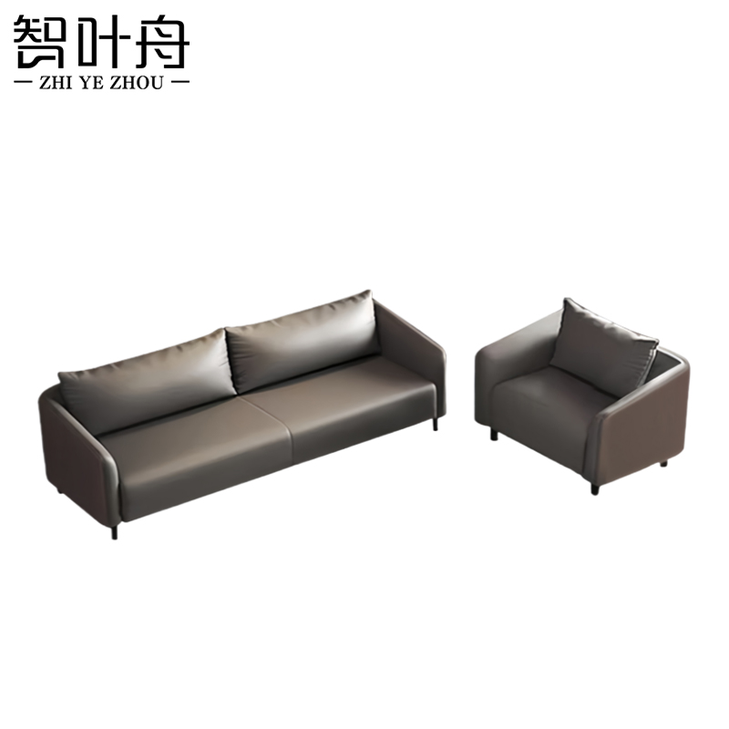 智叶舟办公沙发组合174*70*79cm(3+1)套高清大图