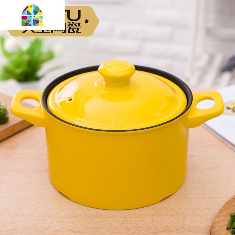 大砂锅炖锅家用煲汤陶瓷锅明火可高温汤锅燃气炖汤煲养生石锅 FENGHOU 2.5升马卡龙蓝色高锅[适用3-4人]图片