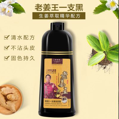自然黑 500ML*36瓶/件 宏生堂老姜王一支黑洗发露植物染发剂染发膏泡泡染头发自然黑