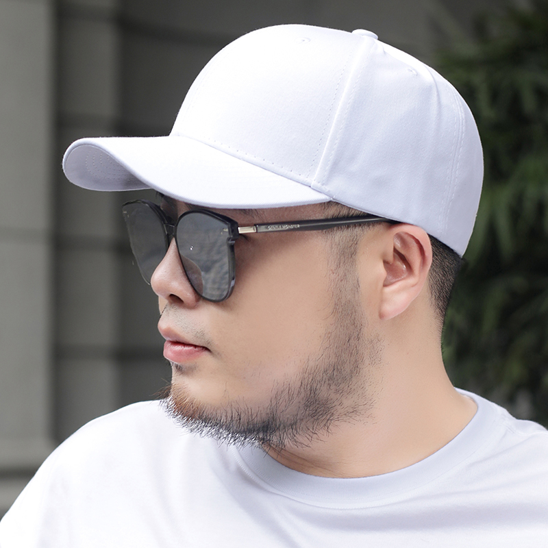 帽子大头围适合圆脸大码鸭舌帽男大号大脸头大胖子特大夏天棒球帽 纯净版帽-白色 标准码(54-60CM)