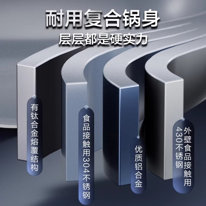 苏泊尔(SUPOR)家用炒菜抗菌燃气电磁炉通用煎炒锅 34cm CC34WT1高清大图