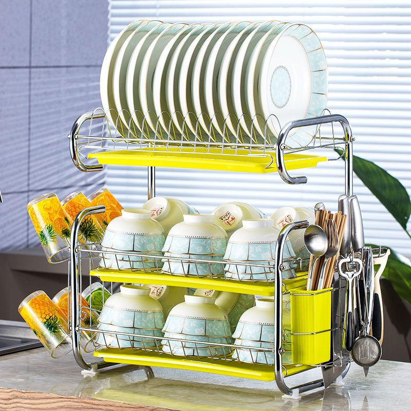 沥水碗碟架厨房用品置物架放碗架碗筷收纳盒餐具架子单层两层三层