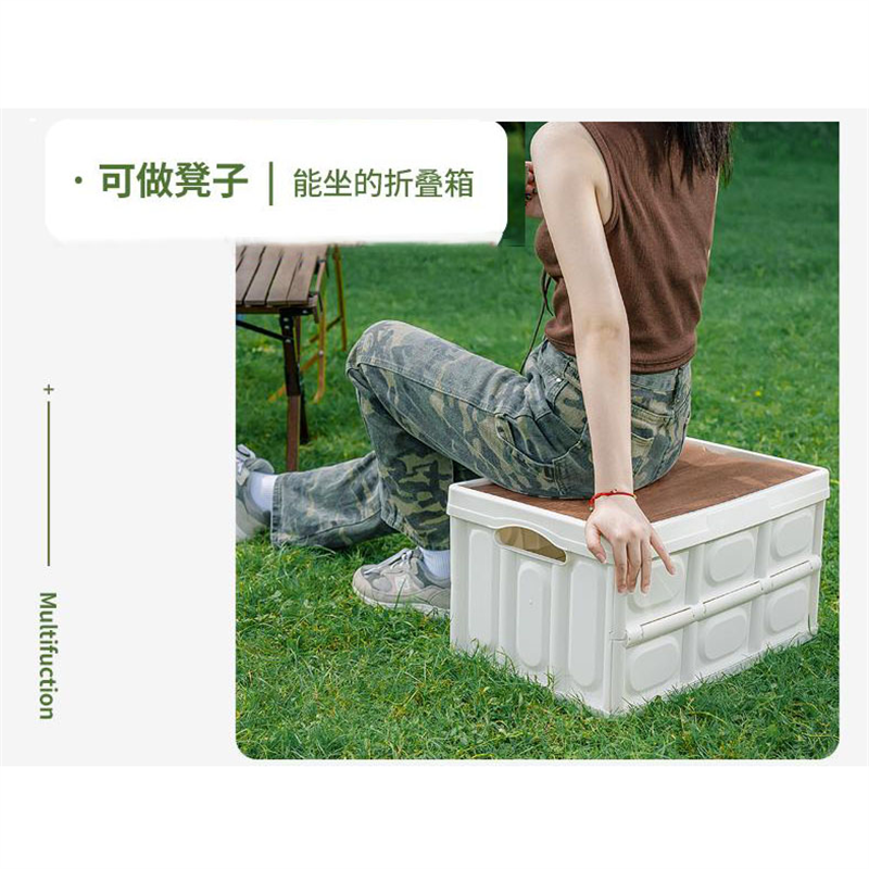徽羚羊 云具 轻质木盖折叠收纳箱 大号 50L白色:HLY-SNX-24001高清大图