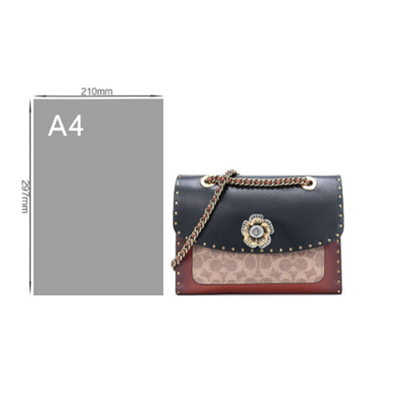 COACH 蔻驰 女士专柜款PARKER系列26号中号手提单肩包 黑色经典印花涂层帆布配皮 29416 B4 M2