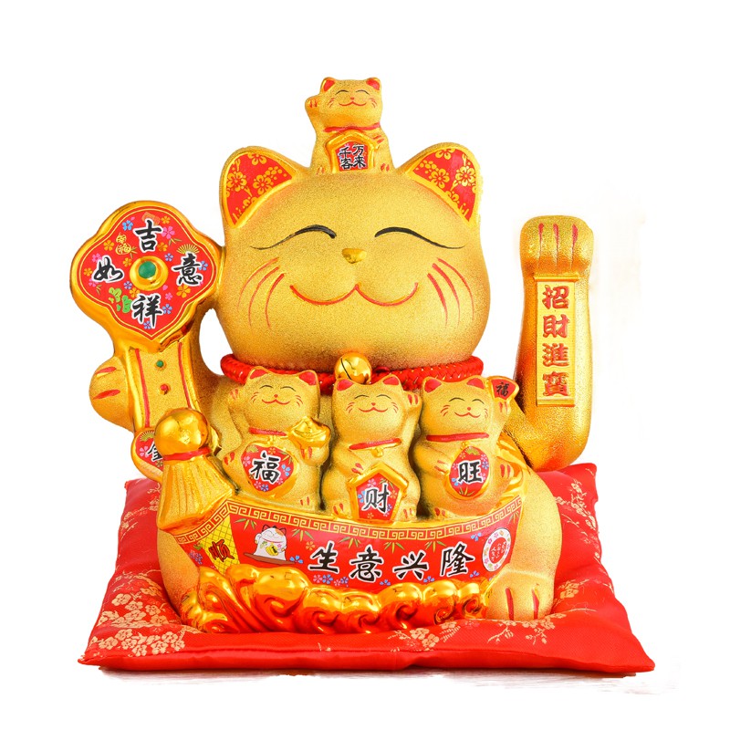 特大号陶瓷自动摇手猫摆件发财猫店铺家居开业礼品存钱罐送礼 三维工匠 16寸[财神猫]高35CM摇手猫高清大图