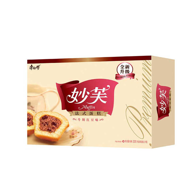 康师傅 妙芙 法式蛋糕 牛奶红豆味200g/盒高清大图