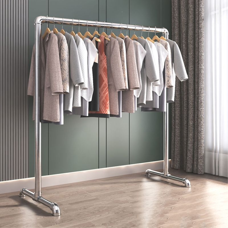 钢管晾衣架挂衣架阳台落地立式单杆不锈家用时光旧巷卧室阳台晒被凉衣