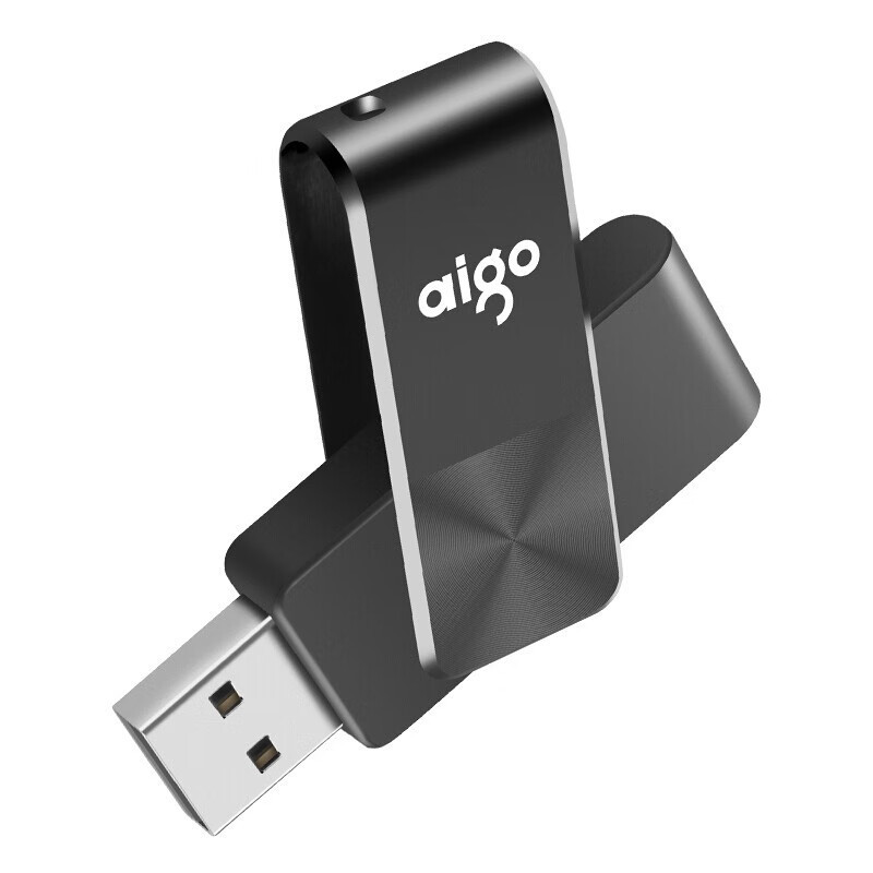 爱国者(aigo)U266 USB2.0 U盘 旋转防护 黑色CD纹防滑设计 64GB