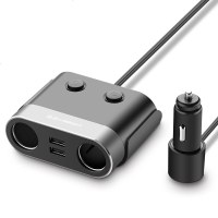 []车载充电器usb一拖三多功能点烟器CD131