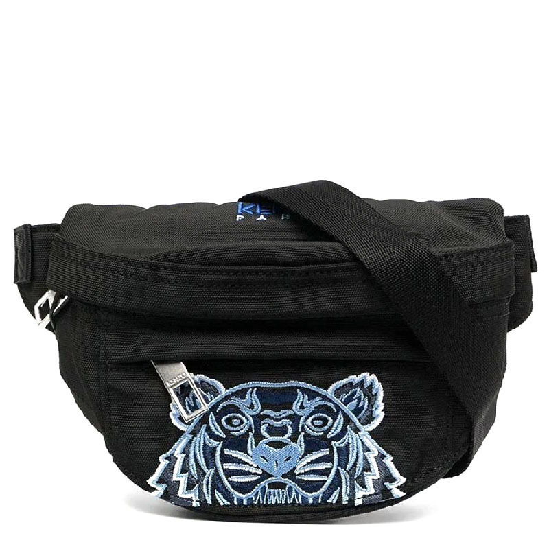 kenzo高田贤三男女同款黑色刺绣虎头聚酯纤维腰包胸包fa65sf307f20 99