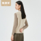 恒源祥纯羊毛针织背心女秋季新款复古竖坑条V领纯色无袖套头马甲