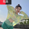 YIBUSHENG2024季新款防晒罩衫上衣辣妹女装网纱冰丝薄款长袖宽松正肩tU