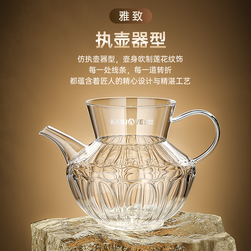 金灶GO-62公道杯玻璃侧把分茶器茶过滤执壶公杯茶海匀杯茶具配件高清大图