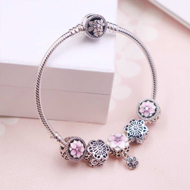 pandora潘多拉手链女925银樱花落时尚饰品520送女友生日佳选