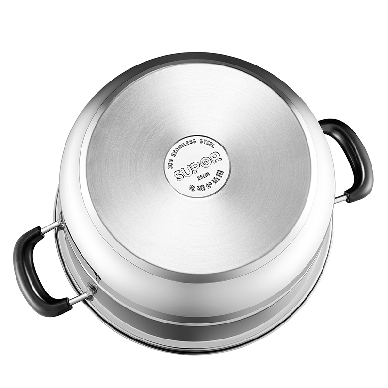 苏泊尔supor304不锈钢蒸锅ez28bs05双层复底汤锅二层蒸笼大容量家用