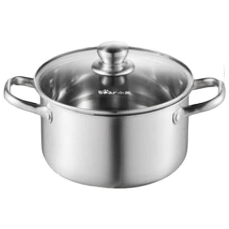 小熊(Bear)不锈钢汤锅家用煮锅不锈钢锅电磁炉双耳锅煲汤304不锈钢蒸锅 CP-JG056-P01【20cm】