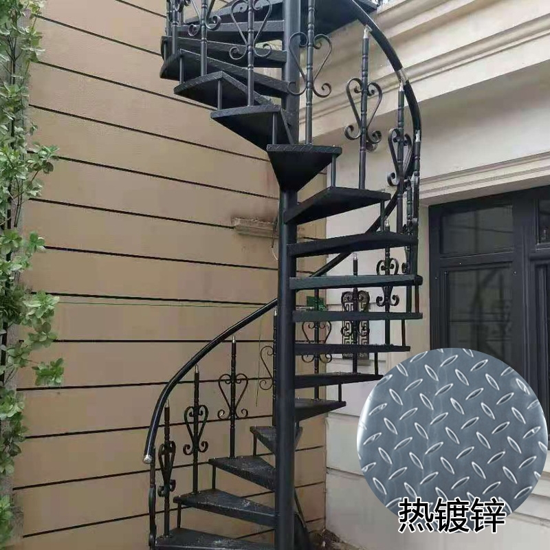 定制室外旋转楼梯古达户外阳台直梁整体楼梯定制消防铁艺钢板防滑视频