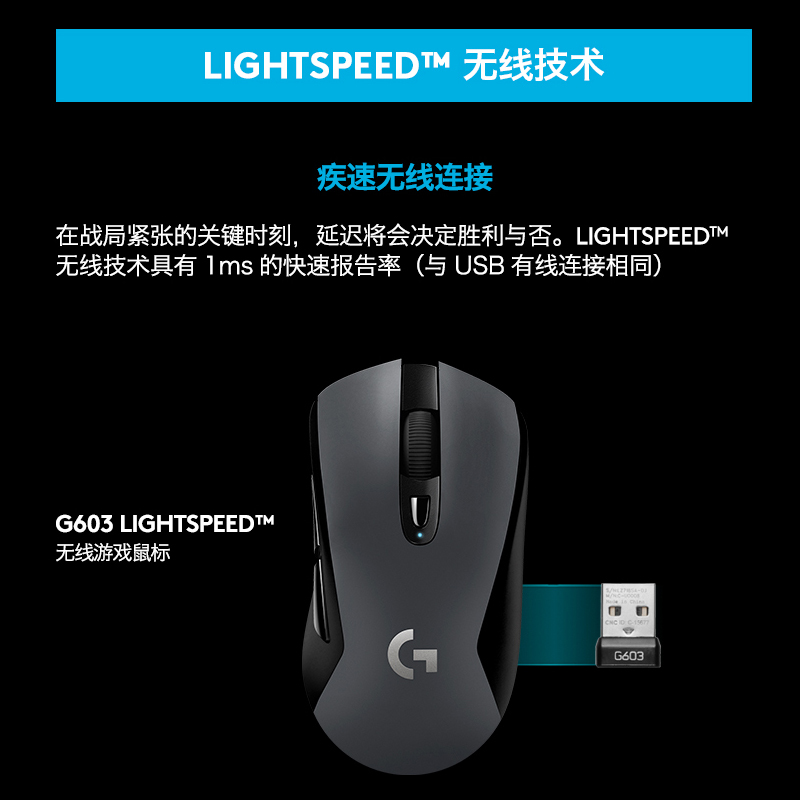 罗技(Logitech)G603无线蓝牙游戏鼠标 吃鸡鼠标 电竞游戏鼠标 无线鼠标 蓝牙鼠标 游戏鼠标 绝地求生鼠标