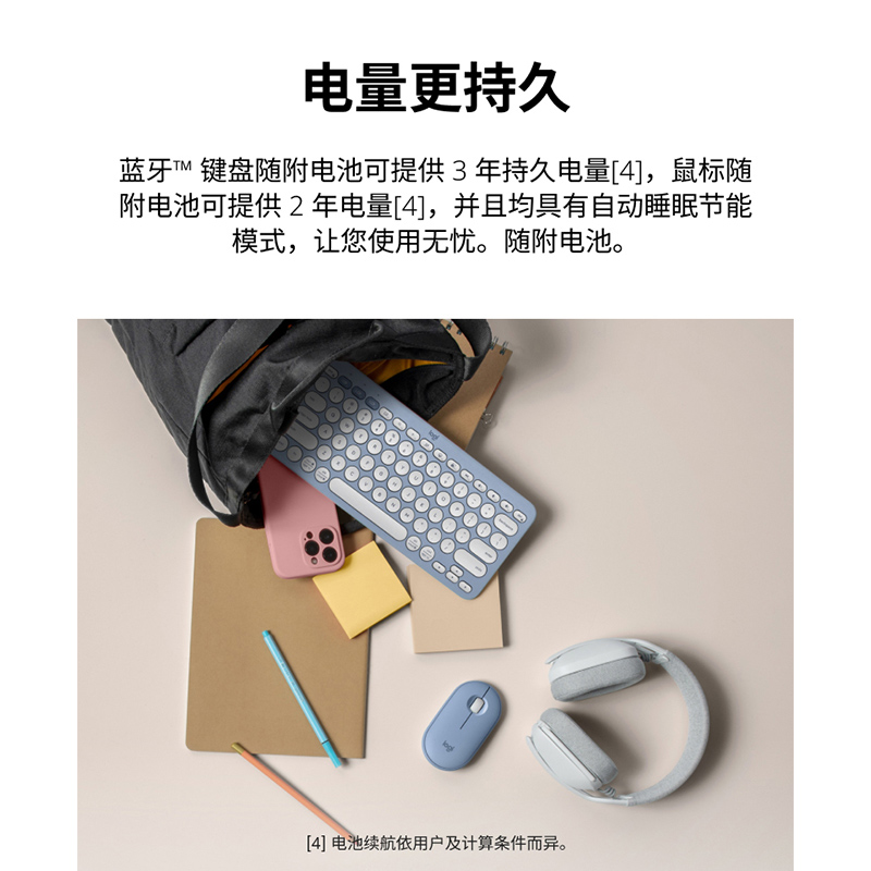 罗技(Logitech) PEBBLE 2 COMBO无线键鼠套装 蓝牙办公鼠标鹅卵石套装双模ipad键盘Mac 月凝白高清大图
