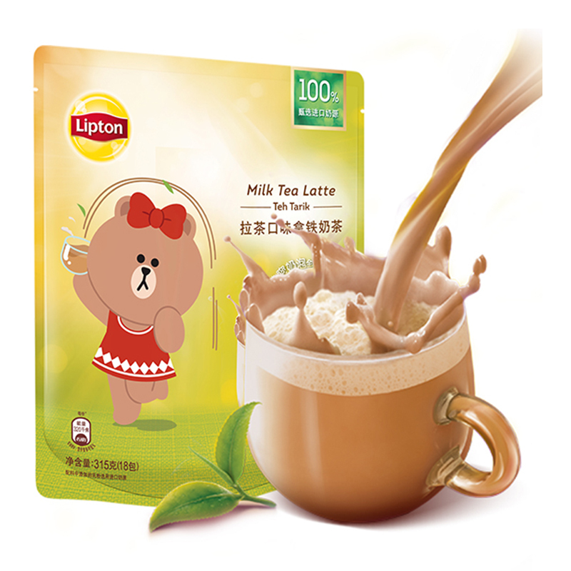 立顿Lipton 拉茶口味拿铁奶茶 速溶固体饮料冲调饮品18包315g (新老包装随机发货)