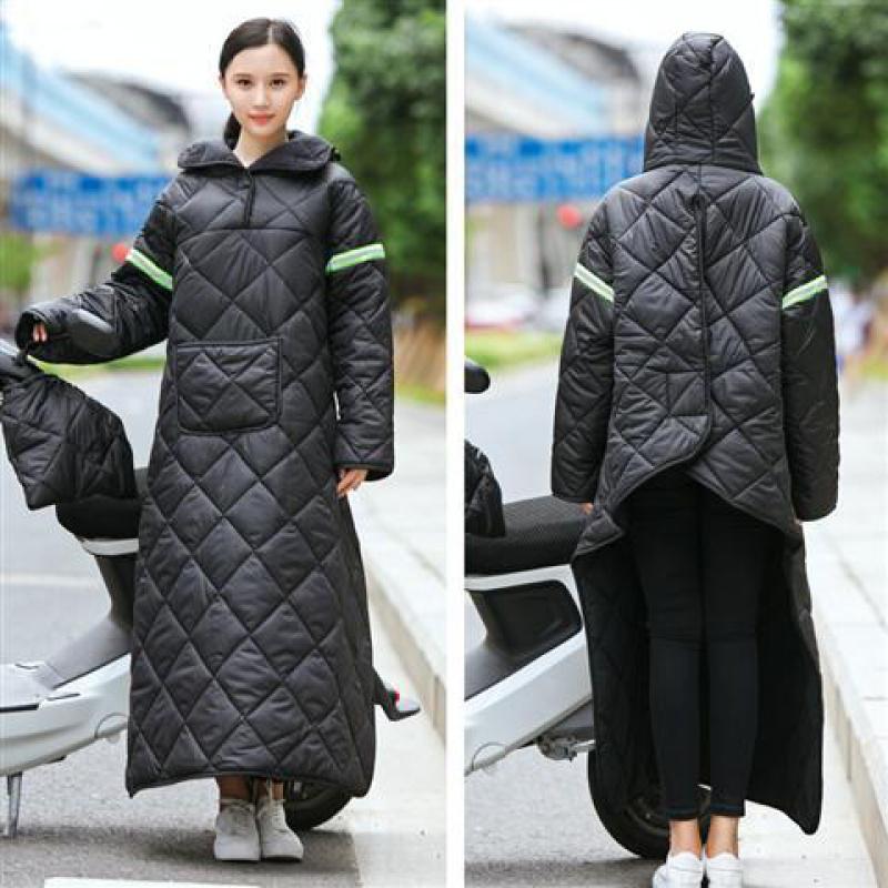 依蓝圣雪女士风衣骑车电动车防风衣挡风被女冬季加厚防寒保暖防水连帽