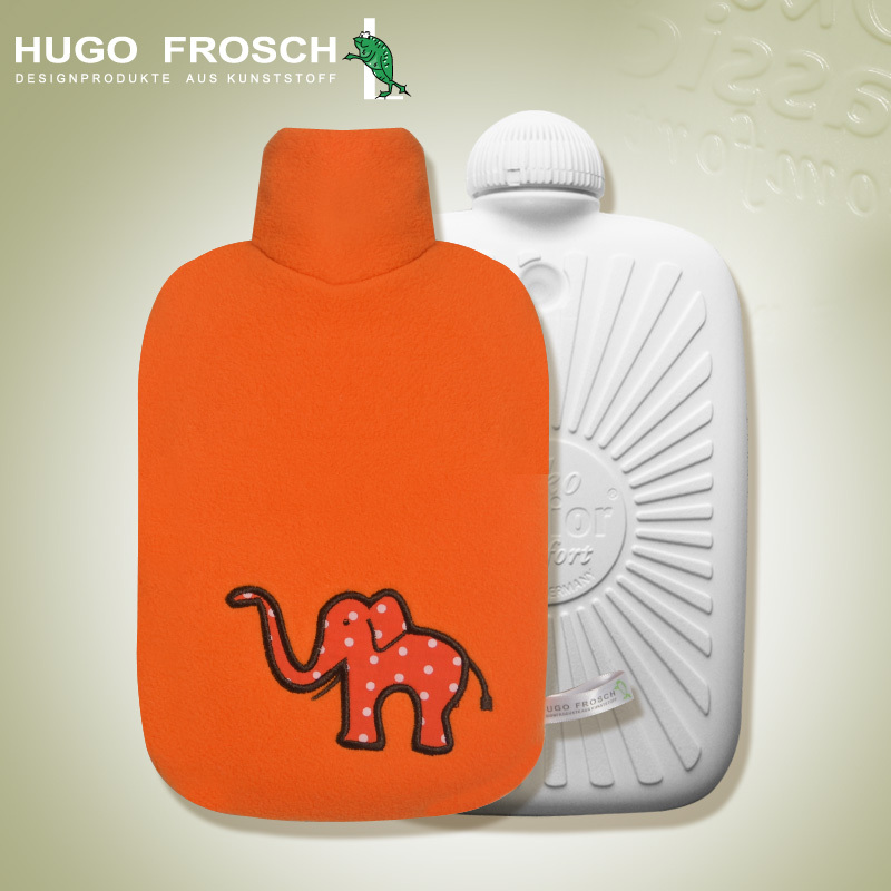 德国Hugo Frosch暖蛙注水热水袋暖手宝保暖防爆中号0.8L生物基材质开心动物园系列米色长颈鹿