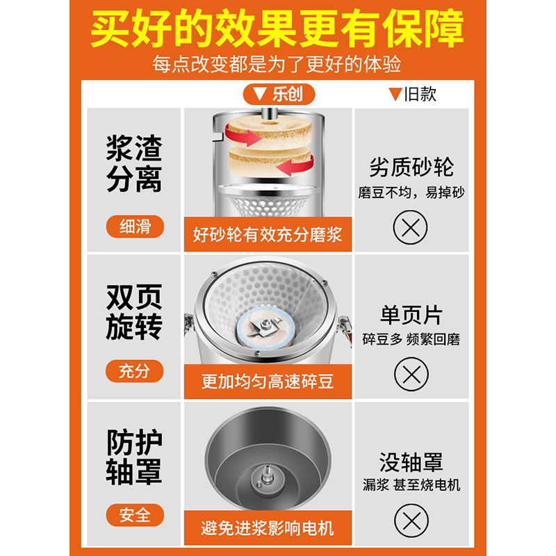 乐创(lecon)磨浆机商用全自动浆渣分离现磨豆浆机商用家用大型打浆机 100型-标准款