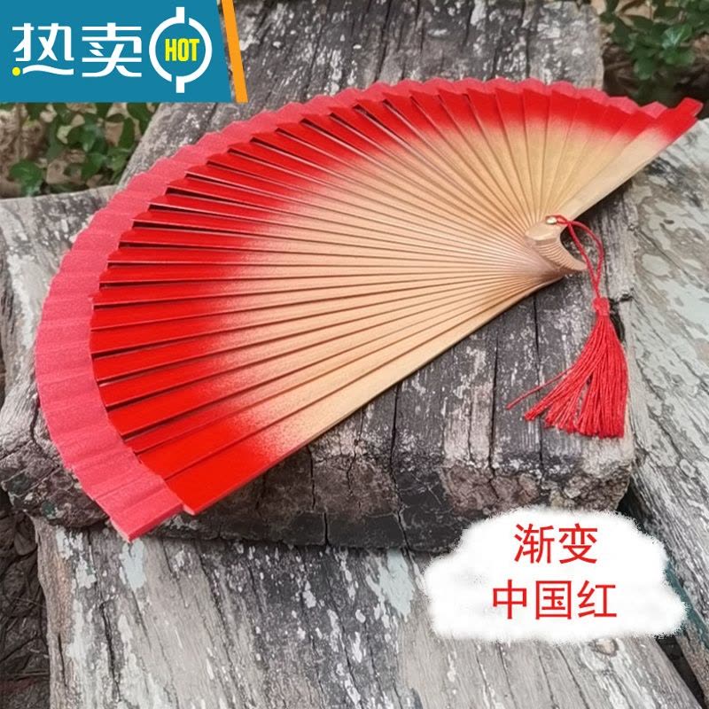 XIANCAI纯红色古风旗袍舞蹈扇模特走秀跳舞扇子折扇西班牙舞蹈双面扇新款 白 纯色白色镂空图片