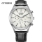 西铁城(CITIZEN)光动能黑色皮带三眼表盘防水休闲时尚男表CA4410-17A