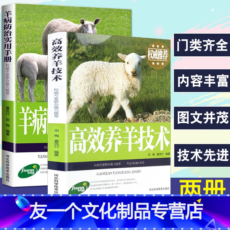 [友一个正版]2册养羊技术书籍 大全高效养羊+羊病防治实用手册综合治疗全书快速诊治畜牧兽医专业养殖书籍大全基础知识科学