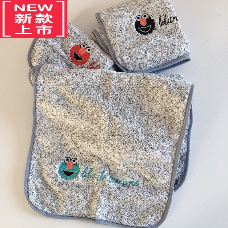 可莉允宝宝方巾4条装!芝麻街微米速干童巾竹炭儿童可爱洗脸毛巾擦手巾