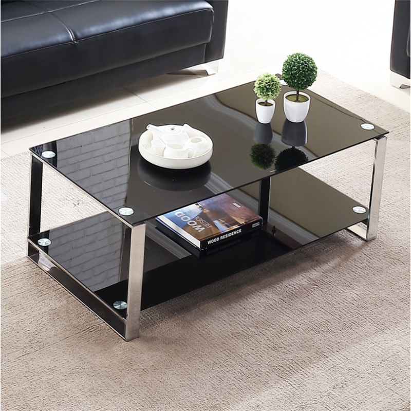 祺彧商务接待台不锈钢茶几钢化玻璃家用茶几1200600mm单位张视频