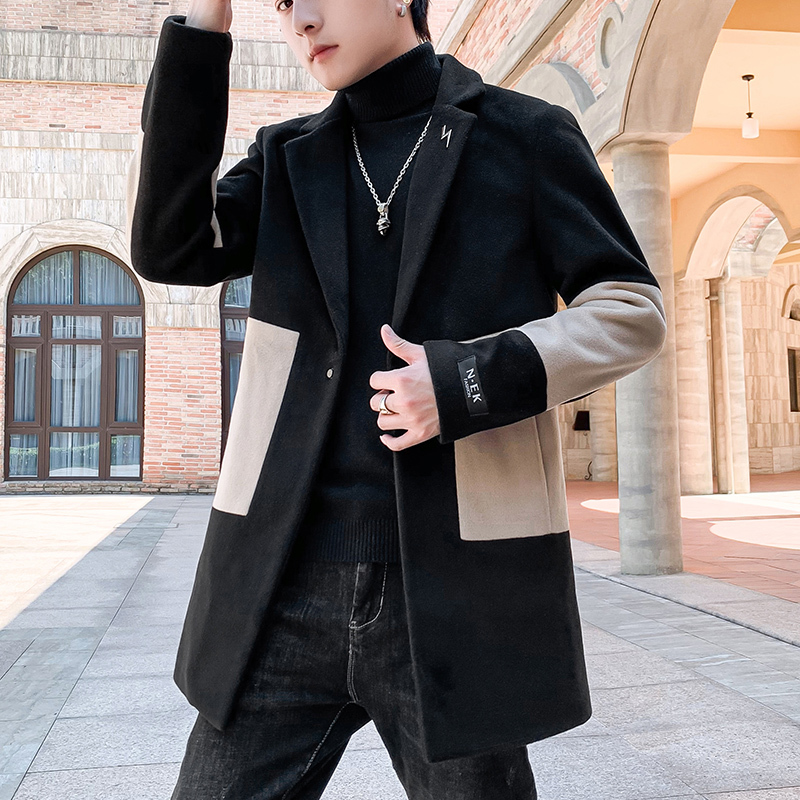 BaLuoShang毛呢大衣男中长款韩版秋冬季2020年新款风衣男士潮流休闲呢子外套毛呢大衣