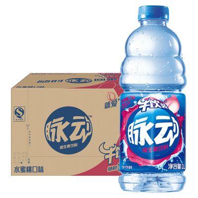 脉动(Mizone) 维生素饮料 水蜜桃口味 lL*12瓶装 国产