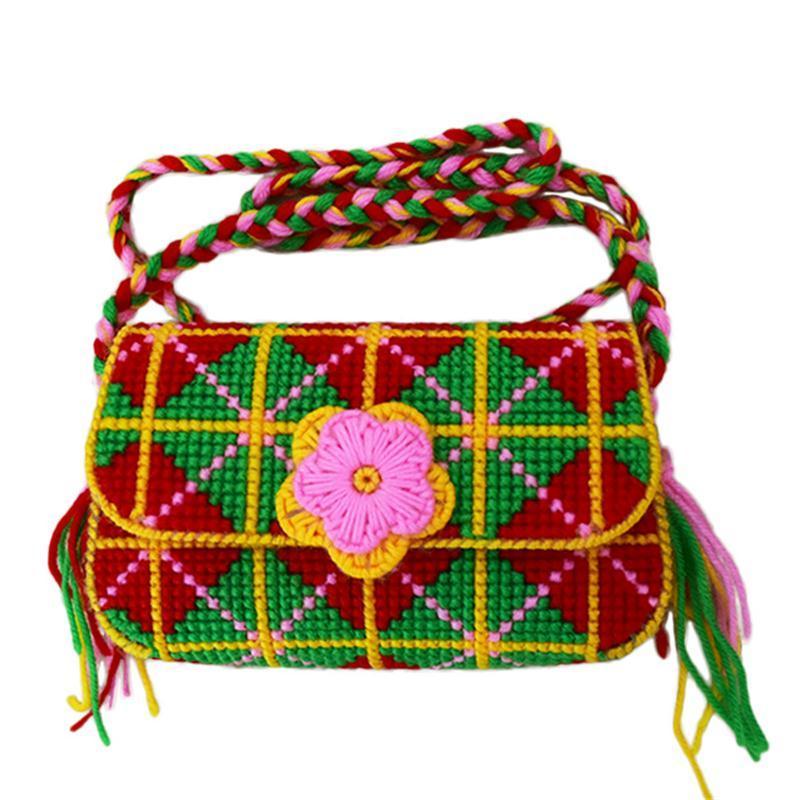 新款已裁剪手工立体十字绣挎包3d毛线绣甜蜜淑女翻盖手提小包套件几何
