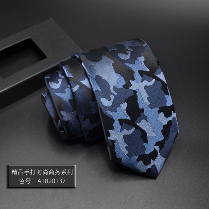 公务员面试领带男款手打高档正装商务暗红色藏蓝条纹新郎结婚爸爸 海洋迷彩