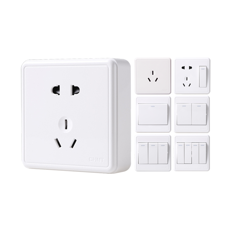 正泰明装开关插座明装三孔电视空调十孔5五孔插座开关面板1c