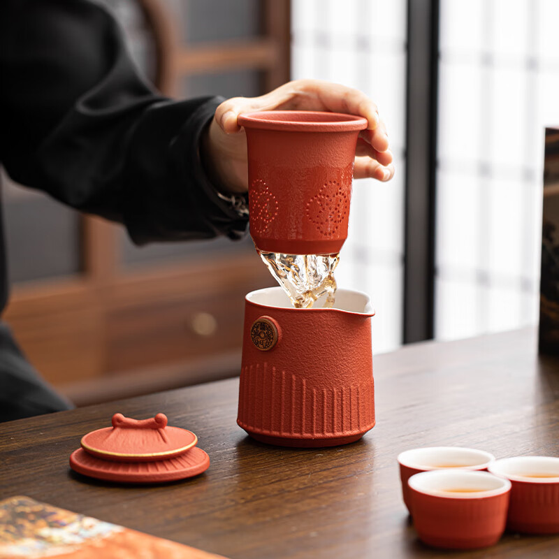苏氏陶瓷(SUSHI CERAMICS) J0976 故宫禾黍·一壶三杯茶巾 6件套 (单位:套)高清大图