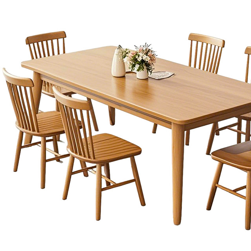 筑亮 餐桌椅 140*80cm+6木椅 套高清大图